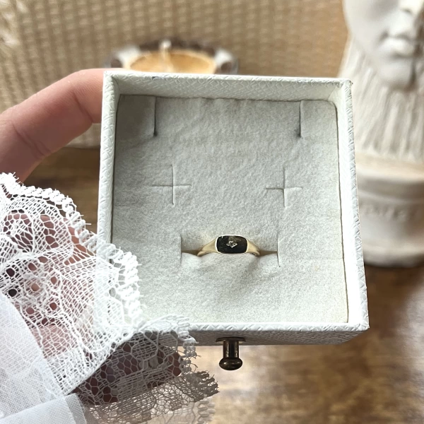 Yıldızlı Dörtgen Baby Vintage Yüzük I 14 Altın Kaplama