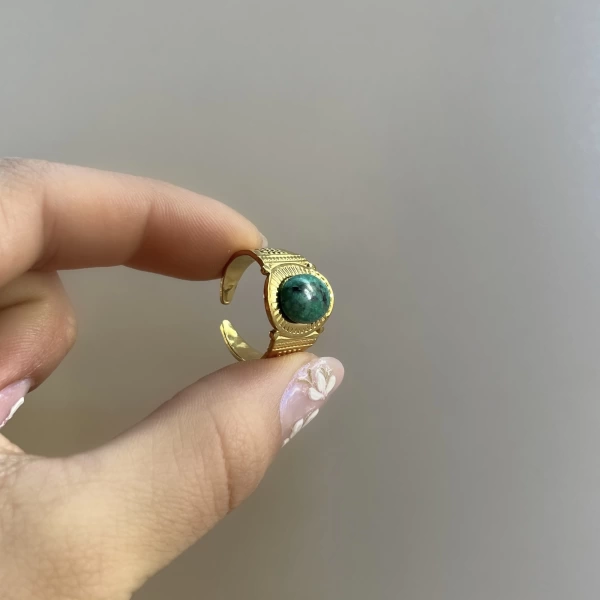 Yeşil Taşlı Vintage Yüzük