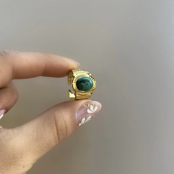 Yeşil Taşlı Vintage Yüzük