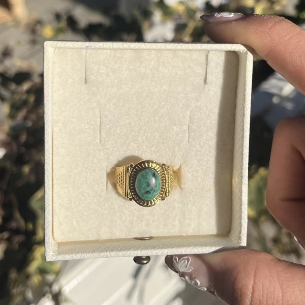 Yeşil Taşlı Vintage Yüzük