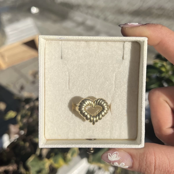 Örme Kalp Vintage Yüzük I Ham Pirinç
