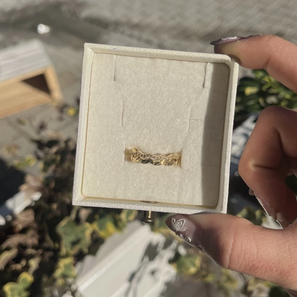 İkili Desenli Vintage Yüzük I 14 Altın Kaplama
