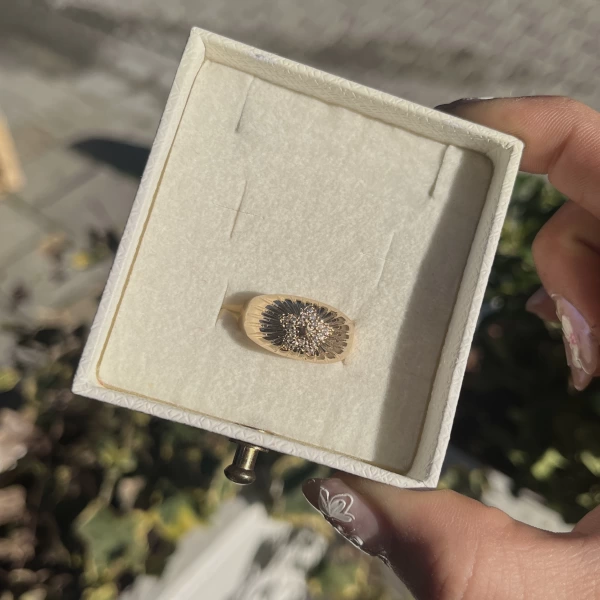 Yıldız Desenli Vintage Yüzük I 14 Altın Kaplama