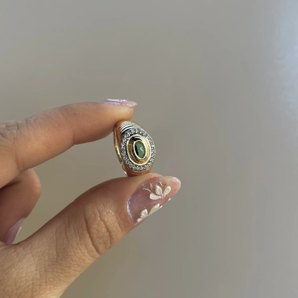 Yeşil Taşlı Oval Vintage Yüzük