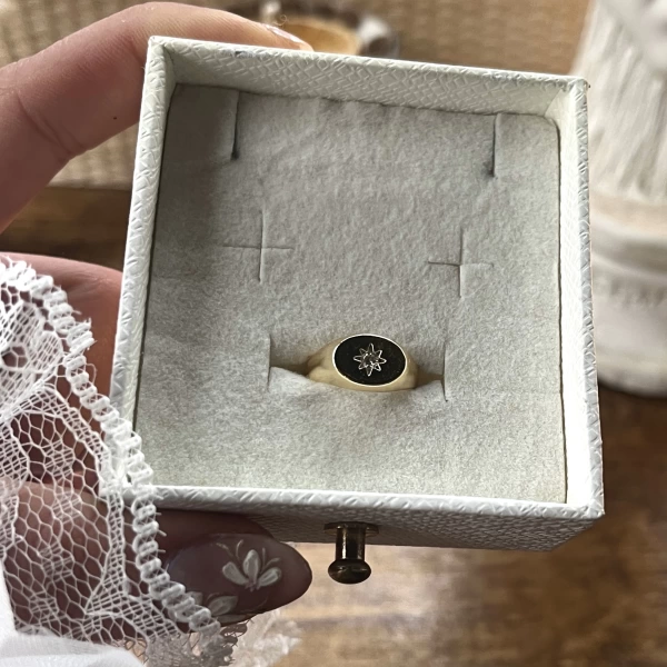 Oval Yıldız Vintage Yüzük I 14 Altın Kaplama