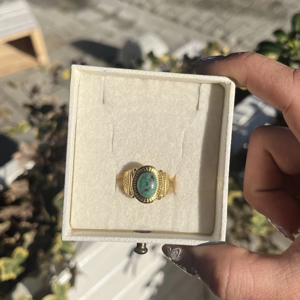 Yeşil Taşlı Vintage Yüzük
