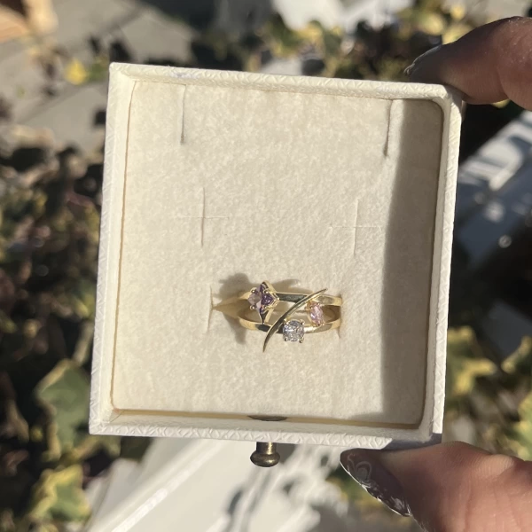 Renkli Taşlı Vintage Yüzük I Ham Pirinç
