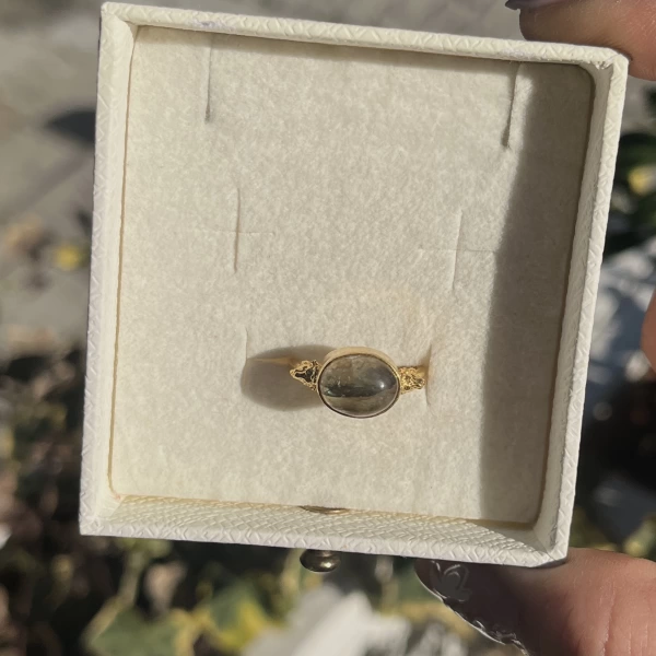 Labradorit Taşlı Vintage Yüzük I 14 Altın Kaplama