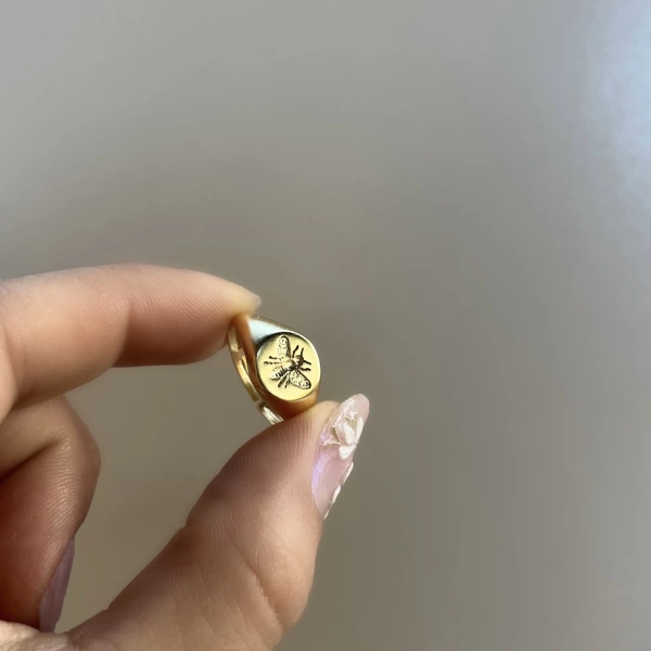 Arı Motifli Vintage Yüzük I 14 Altın Kaplama