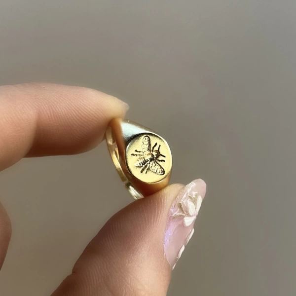Arı Motifli Vintage Yüzük I 14 Altın Kaplama
