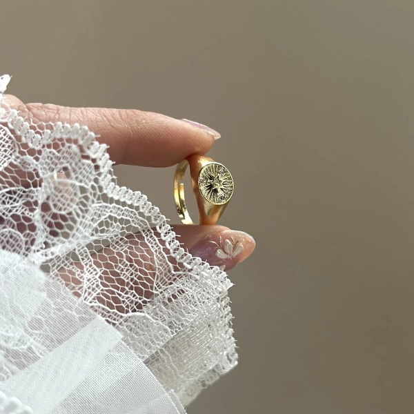 Davud Yıldızı Vintage Yüzük I 14 Altın Kaplama
