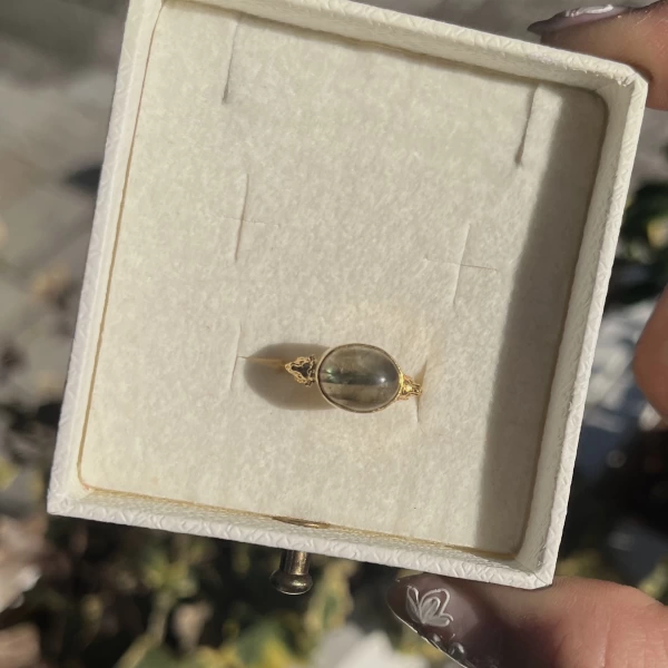 Labradorit Taşlı Vintage Yüzük I 14 Altın Kaplama