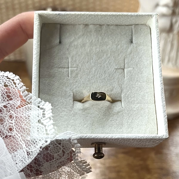 Yıldızlı Dörtgen Baby Vintage Yüzük I 14 Altın Kaplama