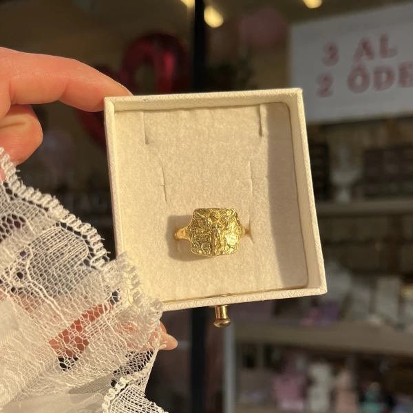 Madalyon Vintage Yüzük I Ham Pirinç