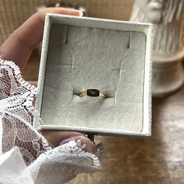 Yıldızlı Dörtgen Baby Vintage Yüzük I 14 Altın Kaplama