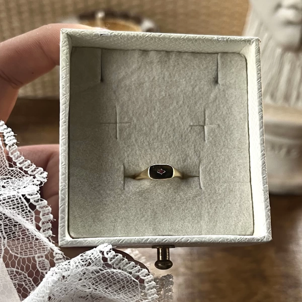 Yıldızlı Dörtgen Baby Vintage Yüzük I 14 Altın Kaplama