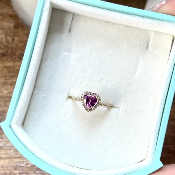 Pembe Kalp Yüzük I 925 Gümüş