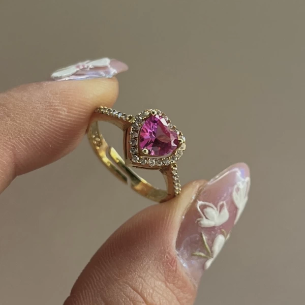 Pembe Kalp Yüzük I 925 Gümüş