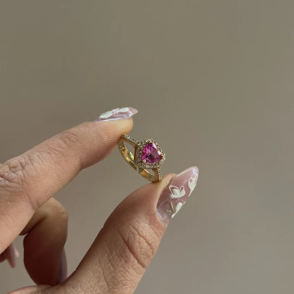 Pembe Kalp Yüzük I 925 Gümüş