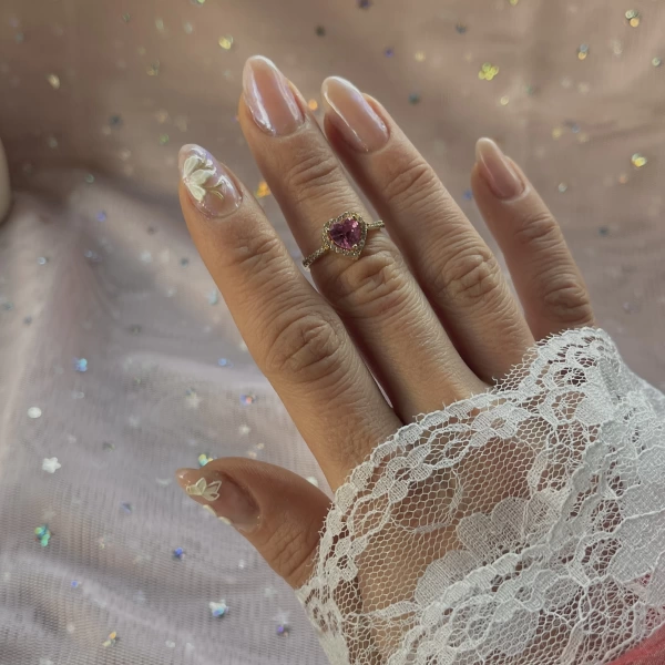 Pembe Kalp Yüzük I 925 Gümüş