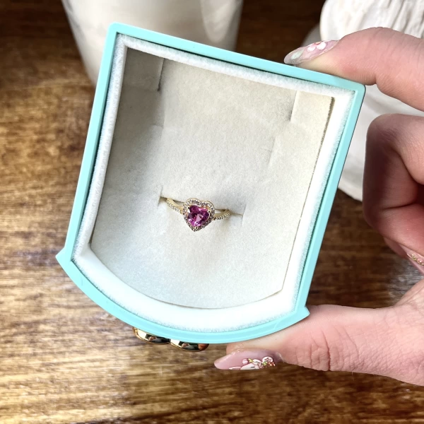 Pembe Kalp Yüzük I 925 Gümüş