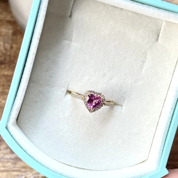 Pembe Kalp Yüzük I 925 Gümüş