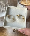 Beyaz Akik Taşlı Vintage Küpe