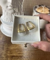 Beyaz Akik Taşlı Vintage Küpe