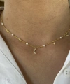 İnci ve Gökyüzü Motifli Choker Kolye I 925 Gümüş