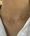 İnci ve Gökyüzü Motifli Choker Kolye I 925 Gümüş