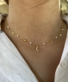 İnci ve Gökyüzü Motifli Choker Kolye I 925 Gümüş