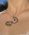 Çift Fotoğraflı Desenli Yuvarlak Kapaklı Kolye (2 cm)