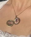 Çift Fotoğraflı Desenli Yuvarlak Kapaklı Kolye (2 cm)