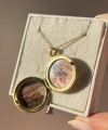 Çift Fotoğraflı Desenli Yuvarlak Kapaklı Kolye (2 cm)