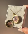 Çift Fotoğraflı Desenli Yuvarlak Kapaklı Kolye (2 cm)