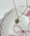 Turkuaz Taşlı Oval Fotoğraflı Kolye (1,4 cm)
