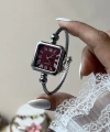 Bordo Kare Ekran Kelepçe Saat