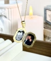 Yazılı Sekizgen Fotoğraflı Kolye ( 1.8 cm )