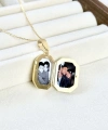 Yazılı Sekizgen Fotoğraflı Kolye ( 1.8 cm )