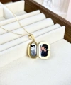 Yazılı Sekizgen Fotoğraflı Kolye ( 1.8 cm )