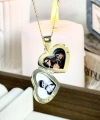 Desenli Kapaklı Fotoğraflı Kalp Kolye ( 1.8 cm )