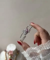 Prenses Pembe Taşlı Kuğu Kelepçe Bileklik