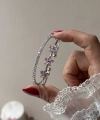Prenses Pembe Taşlı Çiçek Kelepçe Bileklik