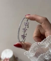 Prenses Pembe Taşlı Çiçek Kelepçe Bileklik