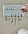 Çiçekli 6lı Küpe Seti