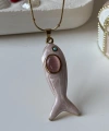 Pembe Taşlı Balık Kolye