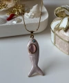 Pembe Taşlı Balık Kolye