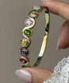 Renkli Oval Taşlı Kelepçe