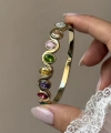 Renkli Oval Taşlı Kelepçe