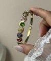 Renkli Oval Taşlı Kelepçe
